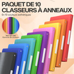 ACROPAQ 10x Classeur A4- 4 Anneaux- Dos 2 5 cm- Étiquettes de Dos- Jusqu'à 100 feuilles A4- PP- Souple Durable- Résistants à l'eau