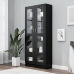 vidaXL Armoire à vitrine Noir 82 5x30 5x185 cm Bois d’ingénierie