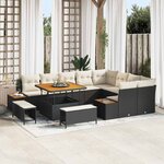 vidaXL Ensemble de canapé de jardin 12 Pièces Noir Poly rotin