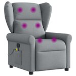 vidaXL Fauteuil de massage inclinable Gris clair Tissu