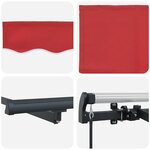 vidaXL Auvent Rétractable Rouge 250 x 200 cm Polyester Aluminium