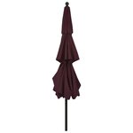 vidaXL Parasol de jardin à 3 niveaux mât en aluminium rouge bordeaux