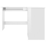 Bureau table poste de travail meuble d'ordinateur informatique étude d'angle en forme de L brillant bois d'ingénierie blanc 02_0023682