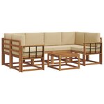 vidaXL Ensemble de canapés d'extérieur 7 Pièces Naturel et Beige