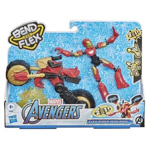 Marvel avengers  figurine iron-man bend & flex et véhicule - 15 cm
