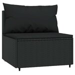 vidaXL Salon de jardin 3 Pièces avec coussins Noir Résine tressée