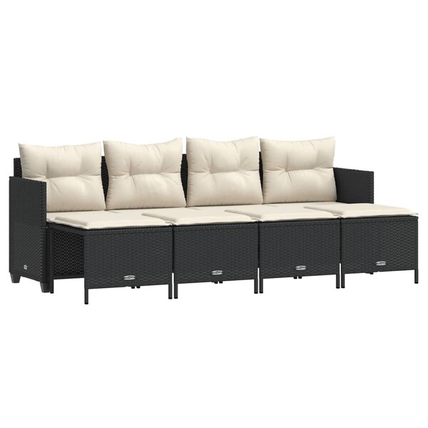 vidaXL Salon de jardin 5 Pièces avec coussins noir résine tressée