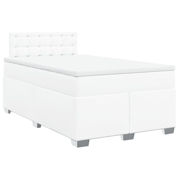 vidaXL Sommier à lattes de lit avec matelas blanc 120x190cm similicuir