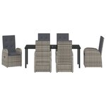 vidaXL Ensemble de salle à manger de jardin de 7 pièces avec coussins gris poly rattan