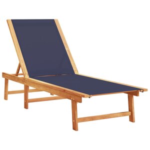 vidaXL Chaise longue bleu bois d'acacia solide et textilène