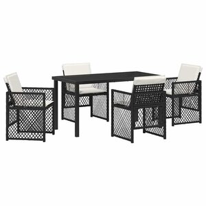 vidaXL Ensemble de salle à manger pour jardin 5 Pièces Noir polyrotin