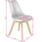 Lot de 2 chaises pieds en bois clair siège de salon cuisine salle à manger design minimaliste épuré ergonomique blanc 08_0000179