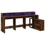 Bureau table poste de travail meuble d'ordinateur informatique étude et lumières LED chêne fumé 200 x 104 x 91cm bois ingénierie brun 02_0023787