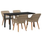 vidaXL Ensemble de salle à manger pour jardin 5 pc Beige polyrotin