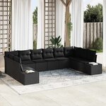 vidaXL Ensemble de canapé de jardin 10 Pièces Noir Poly rotin