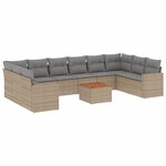 vidaXL Salon de jardin et coussins 11 Pièces mélange beige résine tressée
