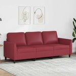 vidaXL Canapé à 3 places Rouge bordeaux 180 cm Similicuir
