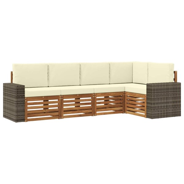 vidaXL Ensemble de canapé d'angle avec coussin 5 Pièces Naturel et Crème