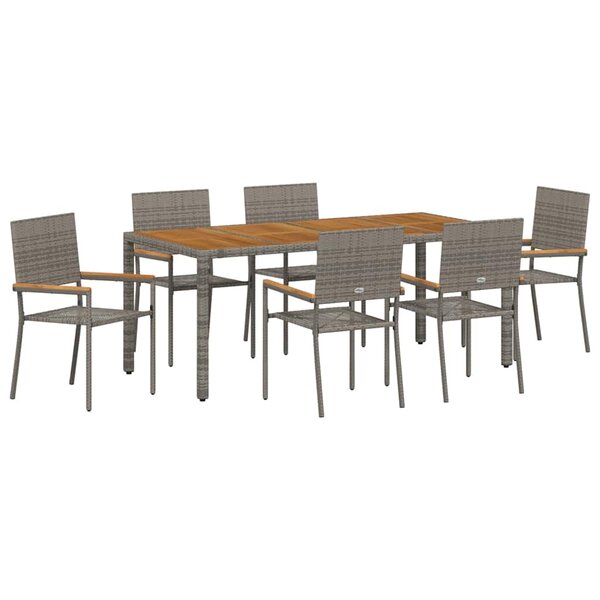 vidaXL Ensemble de salle à manger pour jardin 7 Pièces Gris