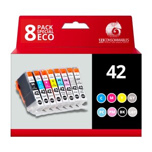 Pack compatible avec CANON CLI-42 8 cartouches (BK C M Y PC PM GY LGY)
