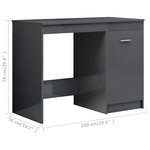vidaXL Bureau Gris brillant 100x50x76 cm Aggloméré