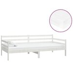 vidaXL Lit de repos avec matelas 90x200 cm Blanc Bois de pin massif