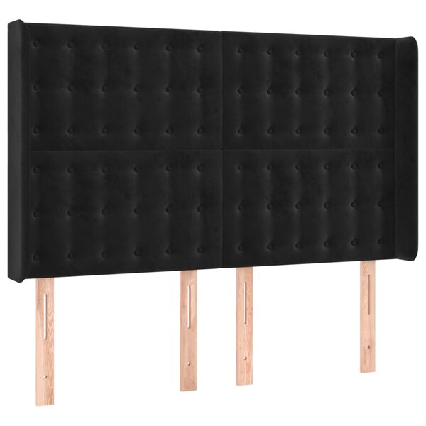 vidaXL Tête de lit avec oreilles Noir 147x16x118/128 cm Velours