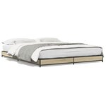 vidaXL Cadre de lit chêne sonoma 150x200 cm bois d'ingénierie et métal