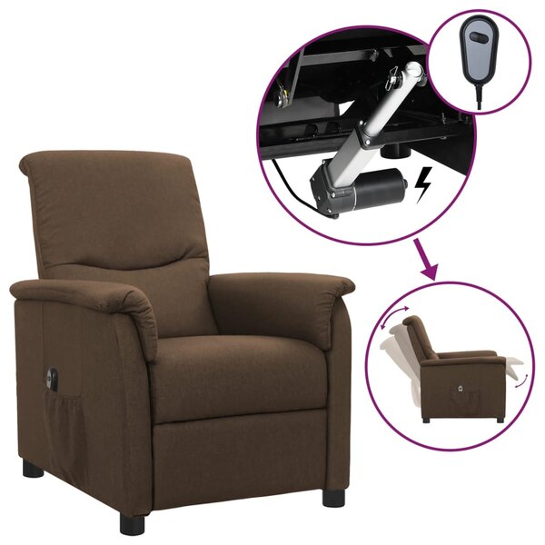 vidaXL Fauteuil inclinable électrique Marron Tissu