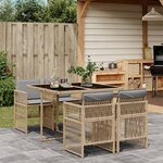 vidaXL Ensemble à manger de jardin coussins 5 Pièces mélange beige rotin
