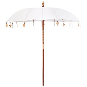 vidaXL Parasol balinais Crème (210-220) x 260 cm Coton et bois massif
