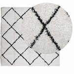 vidaXL Tapis shaggy à poils longs moderne crème et noir 160x160 cm