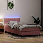 vidaXL Sommier à lattes de lit avec matelas et LED rose 90x210 cm velours