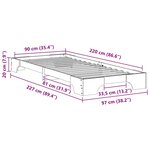 vidaXL Cadre de lit Marron 90 x 220 cm Pin massif