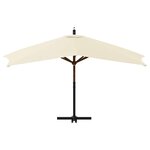 vidaXL Parasol de jardin en porte-à-faux avec mât en bois blanc sable
