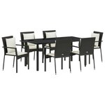 vidaXL Set repas jardin 7 Pièces Noir 160 x 80 x 73 cm Osier PE