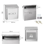 Boîte aux lettres en acier inoxydable porte  mur et portail. V4097  Fente de 23 x 4 cm