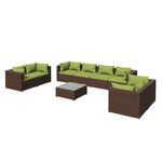 vidaXL Salon de jardin 9 Pièces avec coussins résine tressée marron
