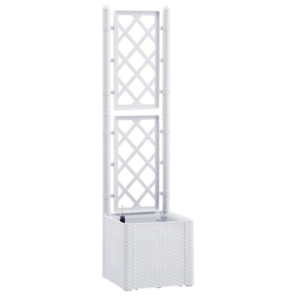 vidaXL Lit surélevé de jardin et treillis et système d'arrosage Blanc