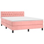 vidaXL Sommier à lattes de lit avec matelas Rose 140x190 cm Velours
