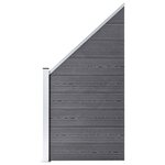 vidaXL Ensemble de clôture WPC 3 Carré + 1 Incliné 619 x 186 cm Gris