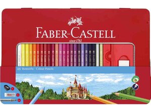 Etui métal de 48 crayons de couleurs CASTLE, couleurs assorties FABER-CASTELL