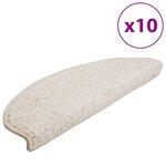 vidaXL Tapis d'escalier 10 pièces 65 x 21 x 4 cm Blanc Demi-rond Grand