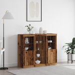 Meuble de rangement vidaXL avec lumières LED vieux bois 123x37x100 cm bois d'ingénierie