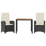 vidaXL Ensemble à manger de jardin avec coussins 3 Pièces Noir