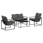 vidaXL Ensemble de canapé de jardin 4 Pièces Noir et anthracite Acier