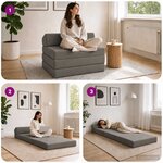 vidaXL Canapé-lit pliable Gris clair 200 x 70 x 10 cm