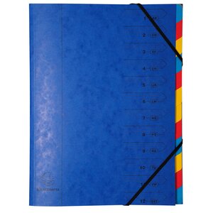 Trieur Agrafé Avec Élastiques 12 Compartiments - Couleurs Assorties - X 8 - Exacompta