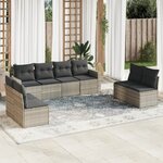 vidaXL Salon de jardin 8 Pièces avec coussins gris clair résine tressée