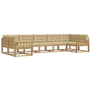 vidaXL Ensemble de canapés d'extérieur 7 Pièces Blanc et Beige